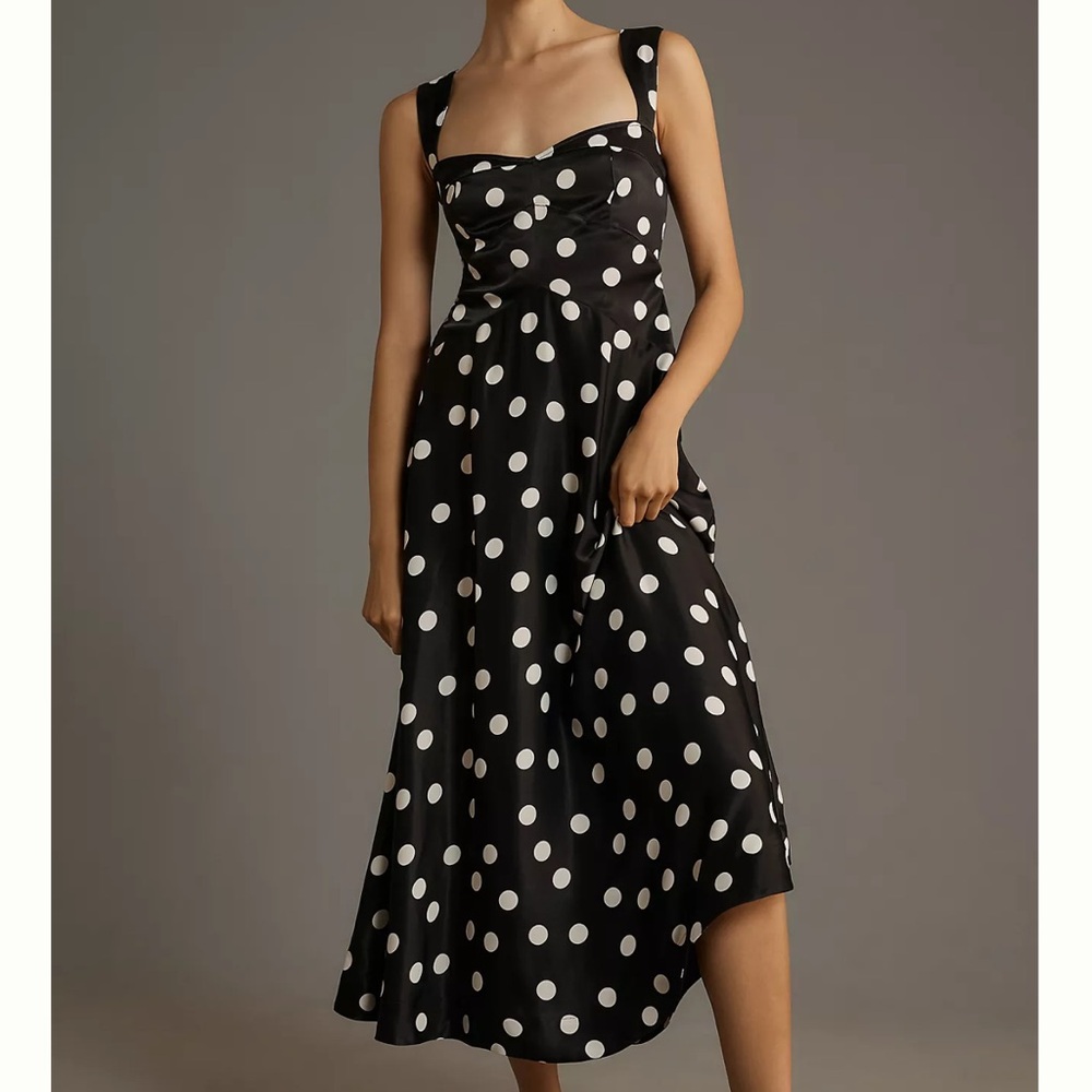 Maeve Midi/Maxi dress from Anthropologie! Size M. Black with white polka dots.